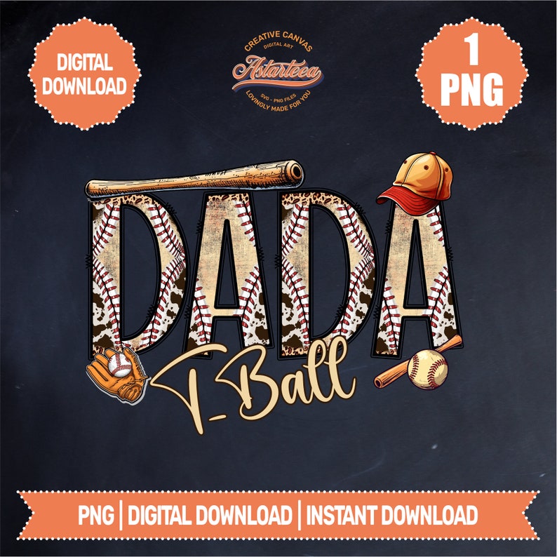 T-ball Dada Png | Baseball Dada Shirt| Doodle Letters PNG | T-ball Dad ...
