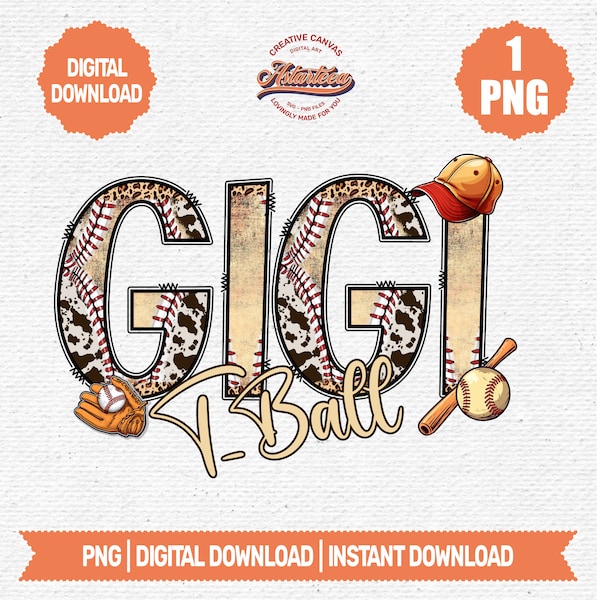 Baseball Gigi Png | Doodle Letters PNG | T-ball Gigi Baseball Png | Baseball Clipart | T-Ball Doodle Font | Sports Gigi