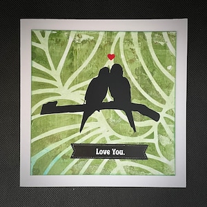 Love You, Love Birds Anniversary Card With Options For Love Heart