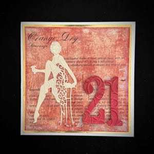 1920s Flapper Lady Unique 18th Or 21st Birthday Greeting Card On An Original Cocktail Recipe.