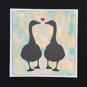 Two Geese Walking Together Anniversary Card With No Sentiments.