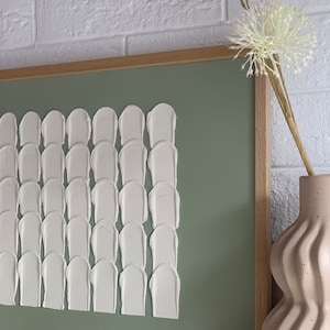 Pièce murale texturée et minimaliste de 40 x 30 cm. Oeuvre d'art minimaliste moderne abstraite. Déco verte. Toile artistique. Décoration d'intérieur texturée en 3D.