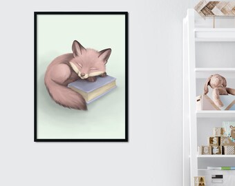 Baby Fox Art Print: Whimsical Woodland Nursery Decor, Multiple Colors