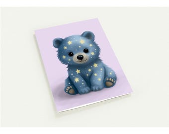 Celestial Star Bear Greeting Cards – Baby Shower, Birthday Note Cards (Pack of 10)