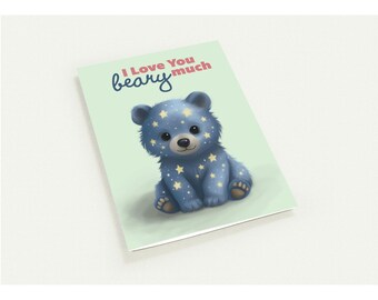 Baby Bear Greeting Card Set, I Love You, Nursery Art (Pack of 10)