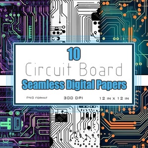 Electronics Circuit Board-Inspired Seamless Patterns - Set of 10 Digital Downloads