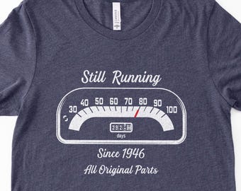 Funny 80th Birthday Shirt for Men, Turning 80 Odometer T-Shirt, Custom Age Birthday Tee, Personalized Vintage Car Lover Bday Gift