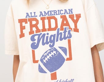 All American Friday Nights Football Shirt, Comfort Colors Football Season T-Shirt, Retro Gameday Tee, Vintage Football Fan Gift