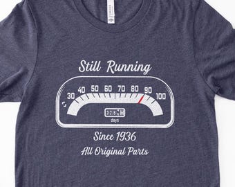 Funny 90th Birthday Shirt for Men, Turning 90 Odometer T-Shirt, Custom Age Birthday Tee, Personalized Vintage Car Lover Bday Gift