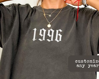 Comfort Colors Gothic 1996 Birthday Shirt, 30th Birthday Gift, Custom Birth Year Graphic Tee