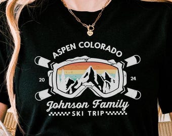 Family Matching Snow Ski Trip Shirt Personalized Skier Shirt Group Winter Ski Vacation Tee Custom Snow Skiing Family Friends Reunion TShirt