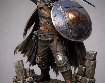Crimson Desert Warrior Figurine STL – Detailed 3D Model for Resin Printing – Fantasy Knight with Sword and Shield