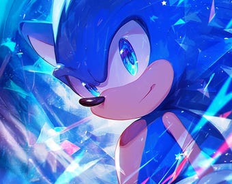 Sonic wall art 50x70 cm – Premium Edition with LED option – GameRoomFrance × AcideAnime