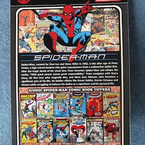 Pu&ograve; includere: Confezione di una action figure di Spider-Man con il supereroe in posa dinamica. La confezione include copertine di fumetti e testo che descrive l'origine e i cattivi di Spider-Man. La figura &egrave; rossa e blu.