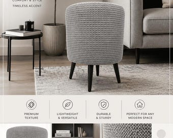 GIRO II Runder Ottomane, 35 cm Pouf, kundenspezifische Höhe, Gold Silber Schwarze Beine