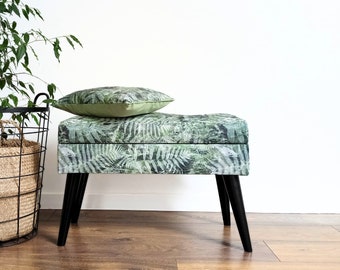 LOVARE bench in leaves cm with storage space , flowers , , Rossi Furniture