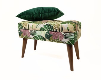 LOVARE bench in leaves cm with storage space , flowers , , Rossi Furniture