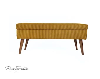 Banco de arrumação artesanal em veludo cotelê, Lovare Lux II, Rossi Furniture