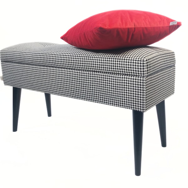 Ławka pikowana LOVARE od Rossi Furniture 90 cm ze schowkiem