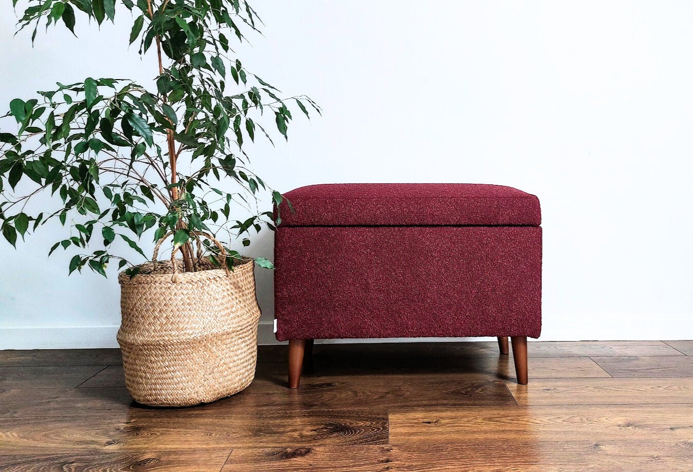 Burgundy Toscania LUX trunk, Boucle Upholstery fabric, Rossi Furniture