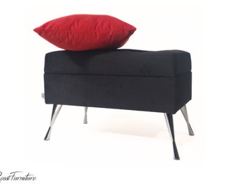 Panca nera ADELE con contenitore della panca esclusiva Rossi Furniture