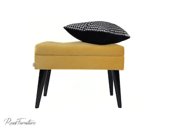 Banco LOVARE estofado amarelo com prancheta da Rossi Furniture