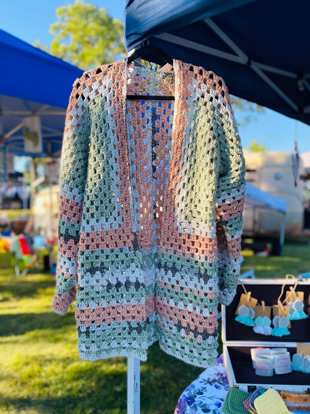 Floral Loom Crochet Lace Bat Wing Cardigan - SAGE (OS) (Pack of 6) main image 0