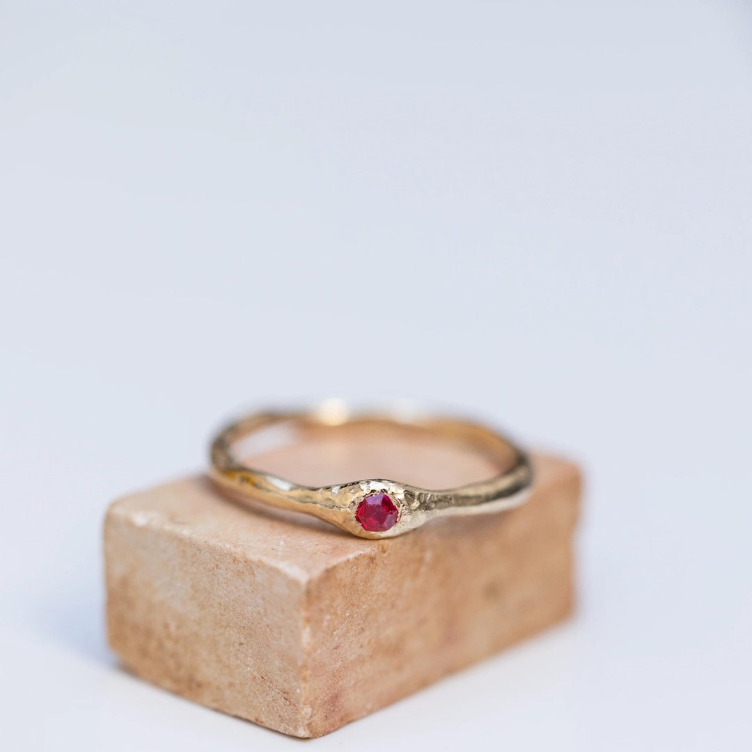 14k gold stackable ruby ring, ruby engagement ring,... 14K Solid Gold Ruby Engagement Ring - Etsy