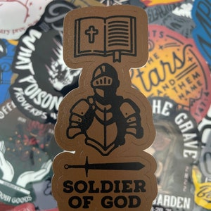 Soldier sticker, Vinyl Sticker, Christian Sticker, Jesus Decal, God Sticker, Religious Label, Laptop Sticker, Waterproof Sticker