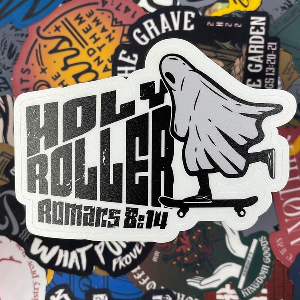 Holy Roller sticker, Vinyl Sticker, Christian Sticker, Jesus Decal, God Sticker, Religious Label, Laptop Sticker, Waterproof Sticker