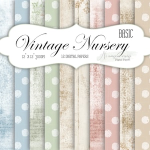 Vintage Nursery BASIC digital papers, dots vintage papers, background digital papers