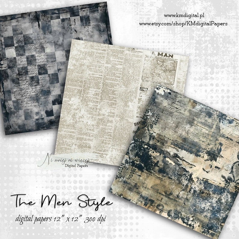 Pattern Paper For Men The Men Style Collection, Printable Digital Papers, JPEG Paper Pack ...