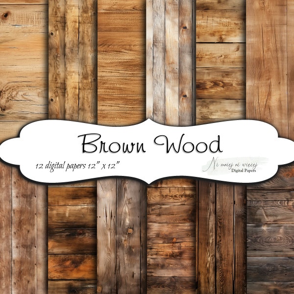 Wood Grain background, classic brown natural imatation of wood, digital paper set, commercial use 12 x 12 scrapbook papers