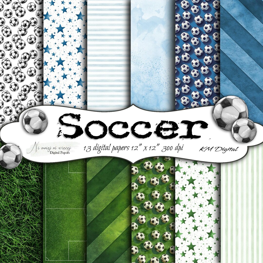 Soccer Collection, Printable Baby Digital Papers, JPEG Paper Pack ...