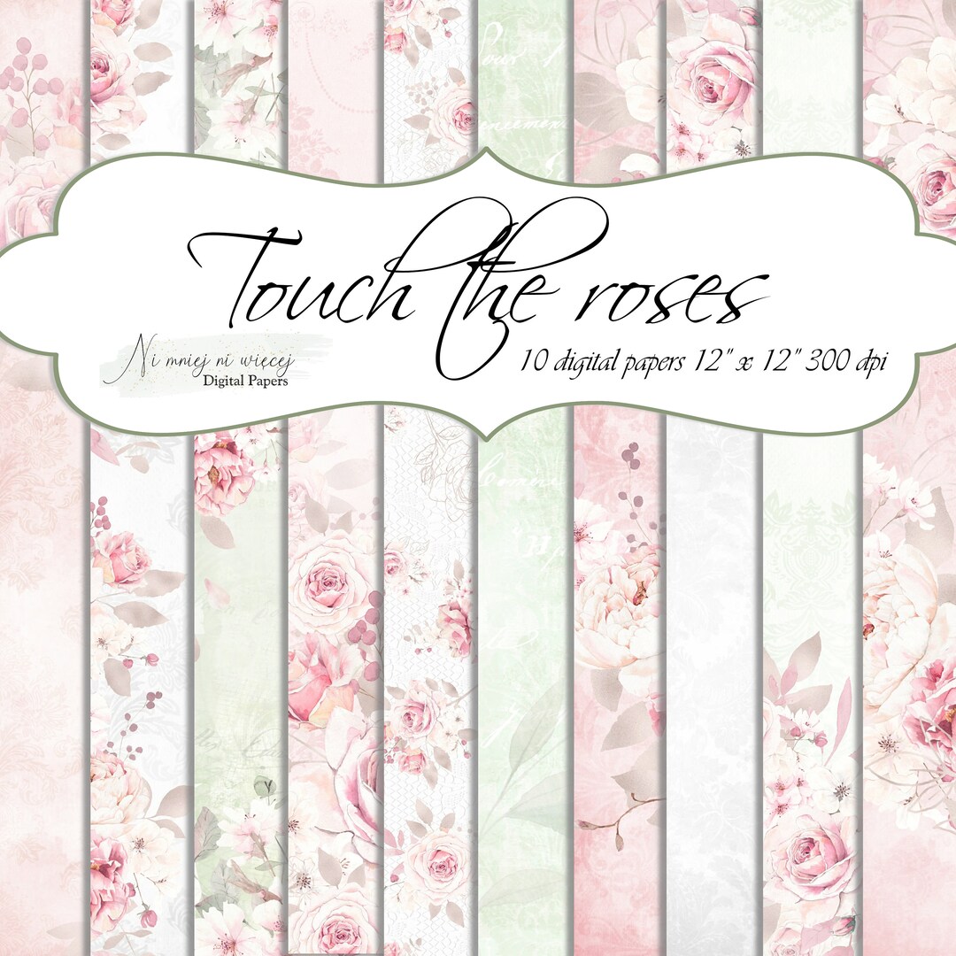 10 Digital Papers, Touch the Roses Collection, Printable Digital Paper ...
