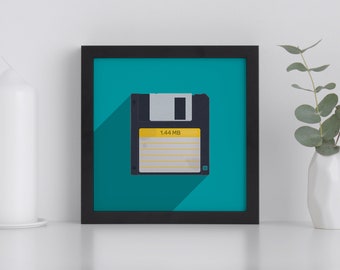 Retro Floppy Disk (diskette) poster | Retro wall art | Vintage decor | 90s print | Digital Download | Printable Wall Art | Gift Idea