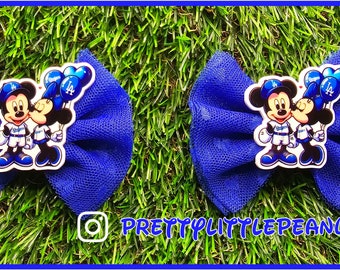 Dodgers Mickey and Minnie besos pigtail bows