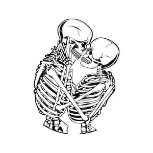 Couple squelette SVG, PNG amateurs de squelette, décoration gothique, tête de mort suspendue, Halloween PNG, jolie chemise Halloween Svg, Png, téléchargement numérique