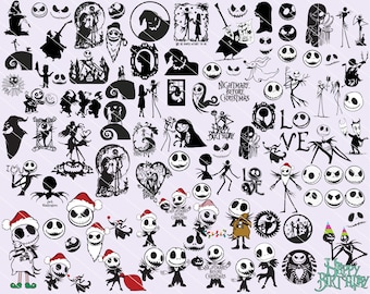 90+ Nightmare Halloween Svg and Christmas Svg Bundle,  Cartoon SVG, Jack skellington svg, Jack and Sally svg, Cricut , Instant download
