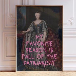 Fall Of The Patriarchy, Feminist Wall Art, Altered Art Print, Vintage Painting Wall Decor, Feminist Poster, Pink Decor, Printable Wall Art