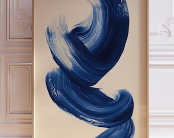 Arte mural abstracto azul marino, arte mural de mediados de siglo, impresión de arte abstracto, arte contemporáneo, decoración moderna del hogar, arte mural de moda, arte imprimible