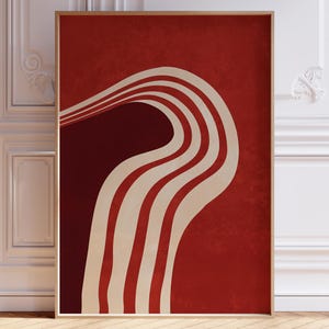 Red Abstract Wall Art, Modern Wall Art, Abstract Art Print, Contemporary Art, Bold Mid Century Decor, Trendy Wall Art, Digital Download