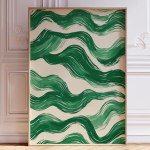 Green Modern Wall Art, Modern Abstract Art Print, Green Wall Art Decor, Mid Century Modern Aesthetic, Living Room Wall Art, Digital Download