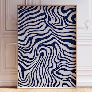 Navy Blue Minimalist Abstract Wall Art, Mid Century Modern Wall Art, Geometric Wall Art, Contemporary Art, Trendy Wall Art, Printable Art
