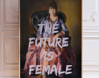 Póster El futuro es femenino, impresión de pared feminista, impresión de arte alterado, arte de pared maximalista, decoración ecléctica, póster de feminismo, descarga instantánea