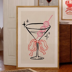 Impresión de martini con bola de discoteca, decoración de carrito de bar, póster de cócteles retro, póster de martini de moda, arte de cócteles elegantes, impresión de cocina, descarga digital