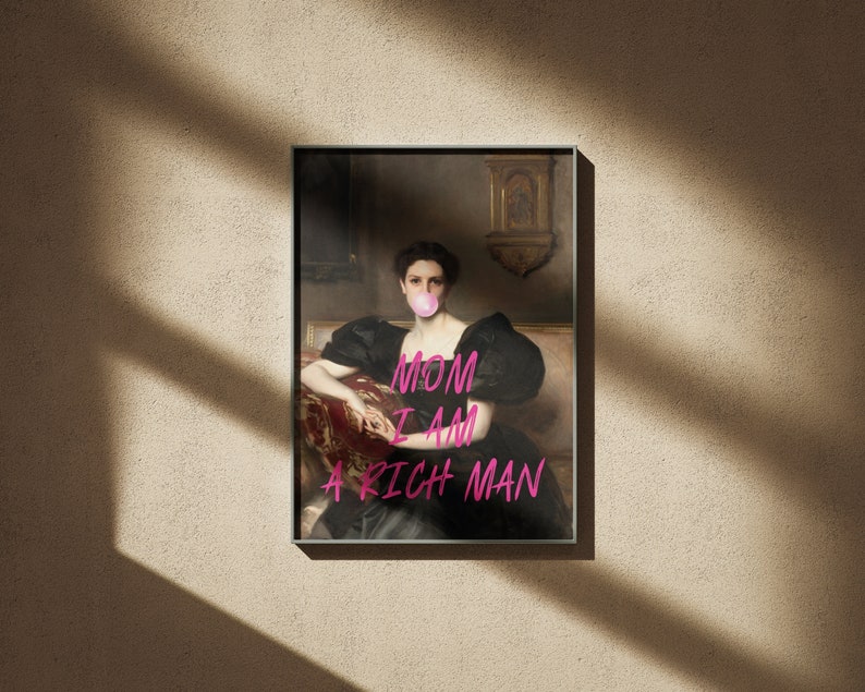 Poster Tela Umoristico 'Mom I Am A Rich Man' – 30,5x40,6 Cm – Arte Da Parete Divertente Per Soggiorno, Camera, Ufficio E Bar
