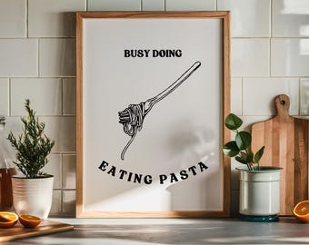 Pasta Wall Art Print, Modern Kitchen Wall Decor, Pasta Lover Poster, Spaghetti Poster, Aesthetic Wall Art, Retro Food Print, Digital Print