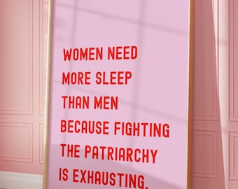Póster de feminismo, arte mural tipográfico, arte con citas feministas, póster de empoderamiento, arte de poder femenino, impresiones feministas, regalos para ella, arte imprimible