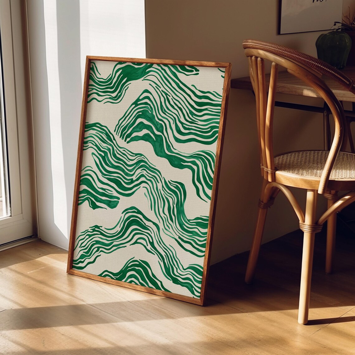 Mid Century Green Art Print, Modern Abstract Wall Art Decor, Minimalist